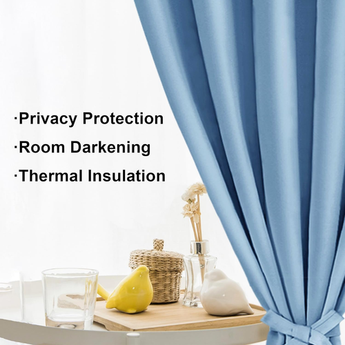 Blackout Curtains Window Drapes for Bedroom Living Room with Tieback and Grommen - Picture 6 of 12