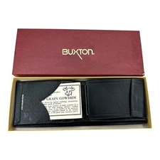 Buxton Leather Billfold Wallet Mens BiFold Deadstock Vintage Water Buffalo Calf