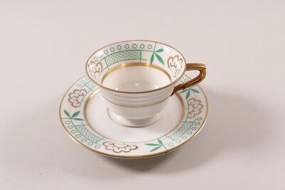 Eschenbach Bavaria Mokka- Sammeltasse Untertasse 01916 grün gold 1940 Art-Deco