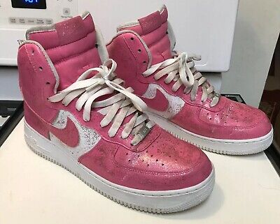 Nike Air Force High Top Custom Pink Sparkle Glitter Shoes Women Size 10.5 |  eBay