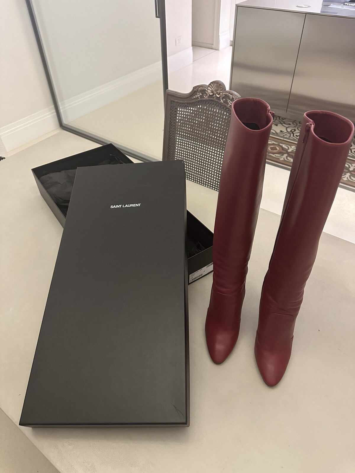 stivali alti saint laurent rossi