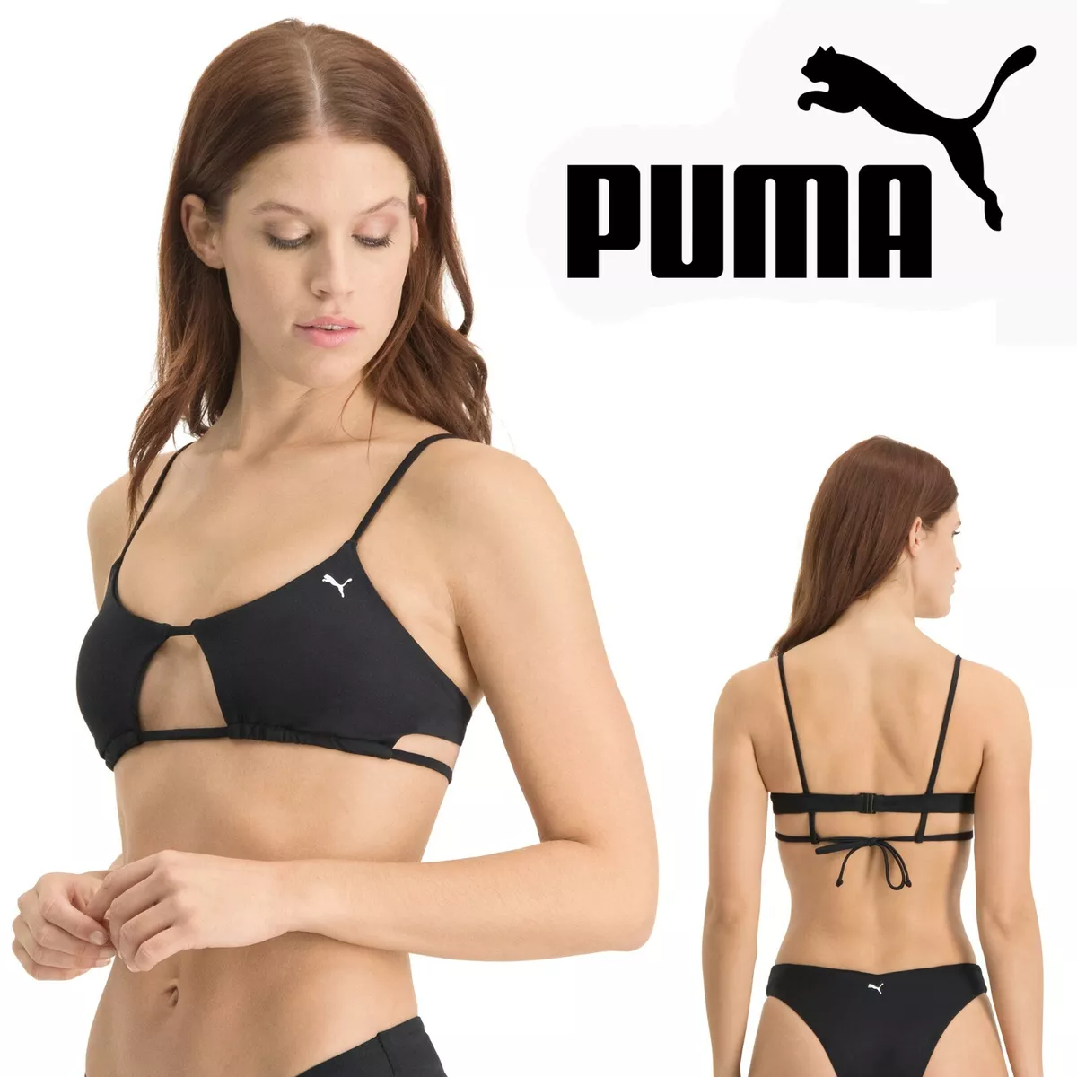 Puma Racerback Bikini Top Sports Bra Booster Pads 50+ UV Sun