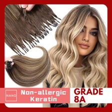 Nano Ring Remy 8A Human Hair Extensions Full Head Micro Bead Tip Thick Ombre 1g