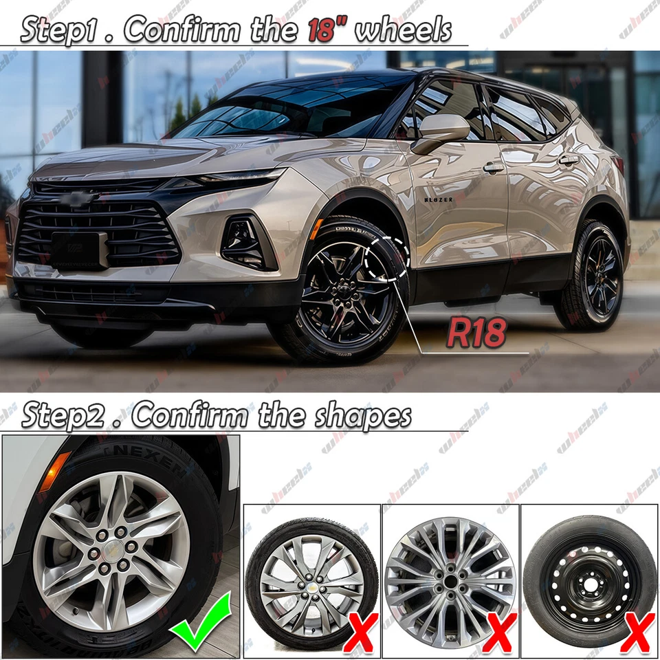 Cubiertas de llanta completas para Chevrolet Blazer L LT 2019-2022 18" cubiertas de rueda negras Foto 2 de 4