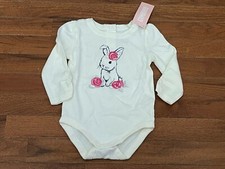 Gymboree Infant Girl Ivory Bunny Pink Flower Bodysuit Size 6-12 months New E8
