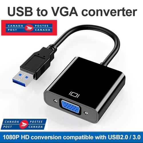 Convertisseur de câble adaptateur USB 3.0 vers VGA audio vidéo 1080P PC pour moniteur TV HDTV - Photo 1 sur 9