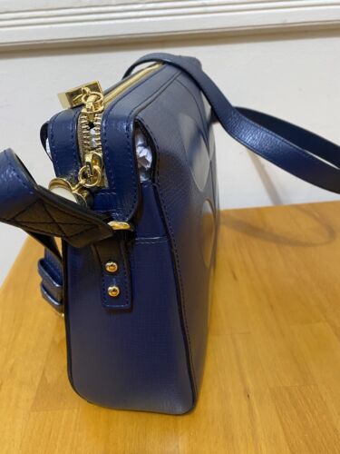 New Orla Kiely Stem Large Iris Blue Leather Bag - Picture 3 of 24