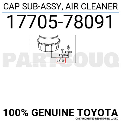 1770578091 Genuine Toyota CAP SUB-ASSY, AIR CLEANER 17705-78091 | eBay