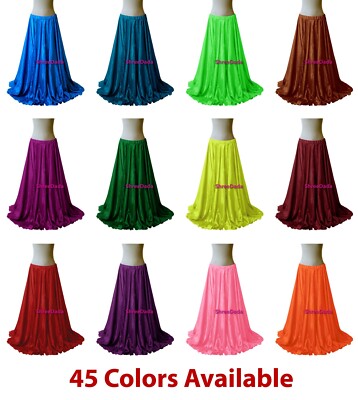 Women Satin Full Circle Skirt Belly Dance Jupe Tribal Oriental 10 Yard Flamenco