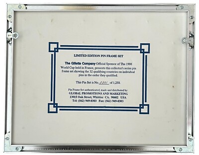 w杯1998フランスCOLLECTOR PIN SET FIFA World Cup 1998 France Gillette 32 Pins In A Frame