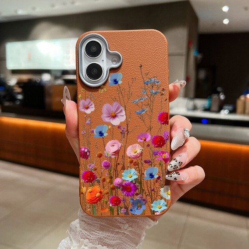 Do iPhone 16 Pro Max 15 14 13 12 11 XR Slim Flower Leather TPU Soft Case Cover - Zdjęcie 11 z 13