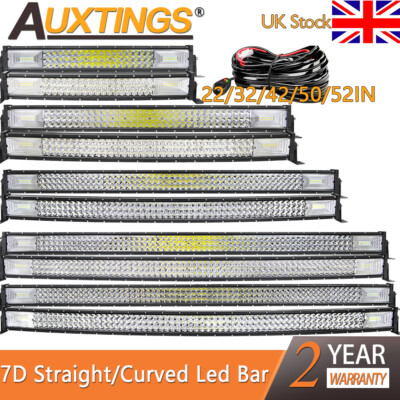 7D Tir-Row 22 32 42 52 In LED Work Light Bar Offroad Boat 4WD Lamp For Jeep 12V | UK - Foto 2