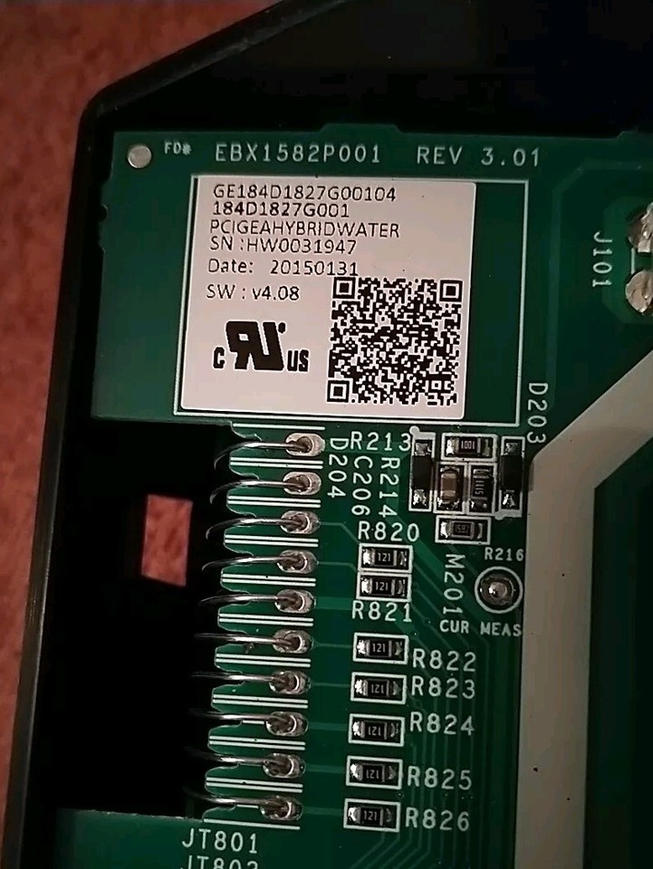 GE GeoSpring Water Heater Main Control Assembly Part No. 184D1827G001