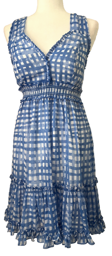 Lilly Pulitzer Cailee Kleid Neckholder Feelin Beachy Gingham Rüschen Bennet blau NEU - Bild 2 von 11