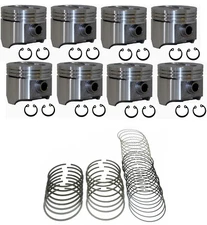 SILVOLITE Hypereutectic Flat Top Pistons Set+MOLY Rings for Ford 360 390 FE .040