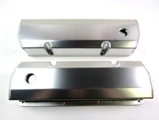 Ford 351C Tall Fabricated Aluminum Valve Cover Pair w/ Hole Clear Anod E41354CA