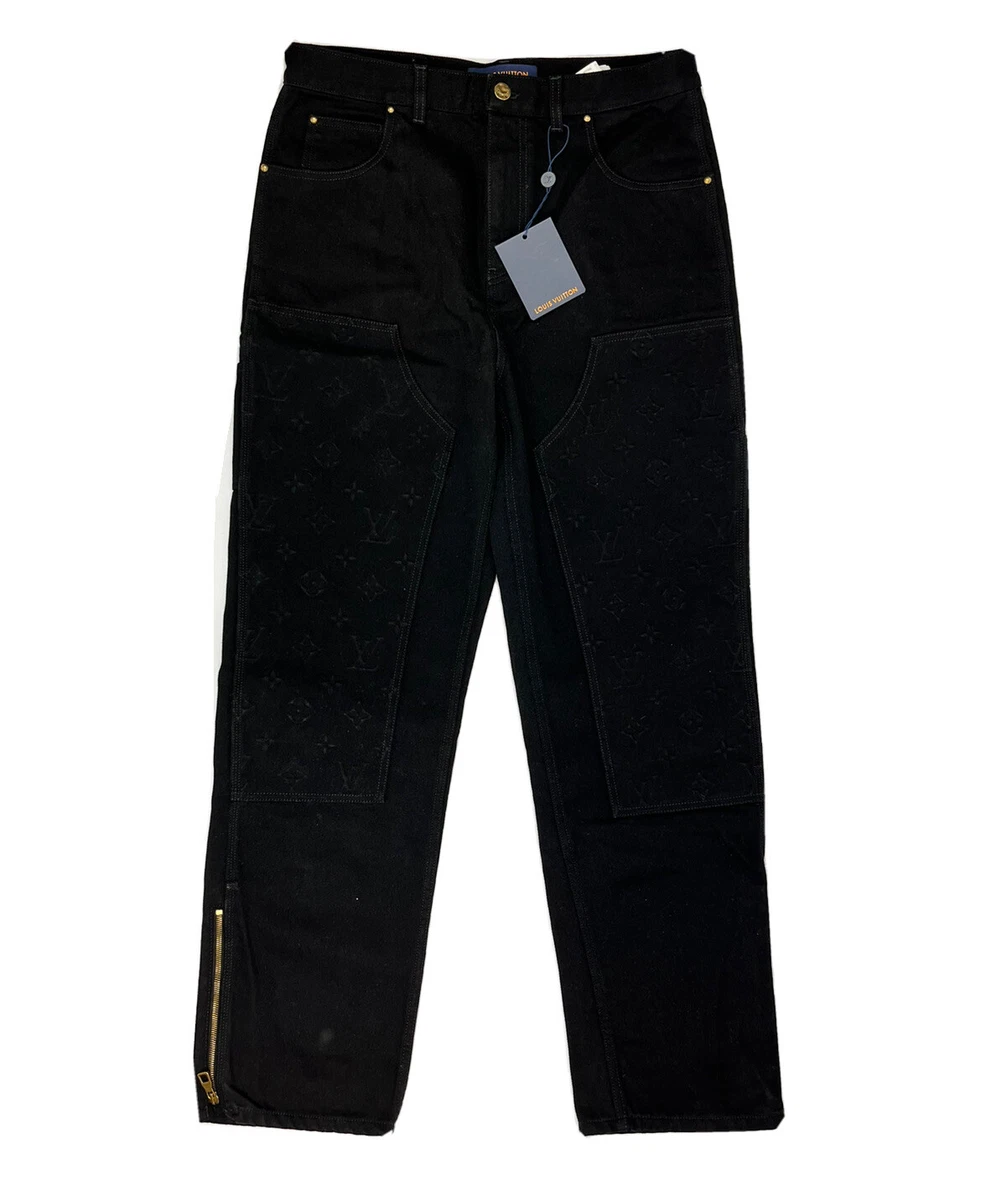 Louis Vuitton Monogram Detail Carpenter Denim Pants Black