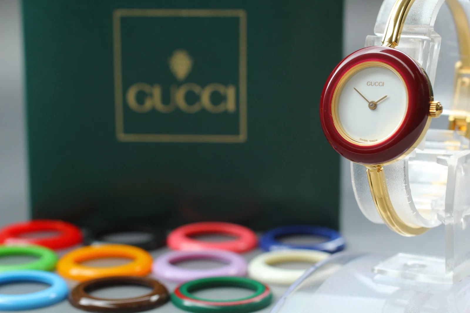 [Quasi MINT]GUCCI 11.12.2 Lunetta Cambio 12 Colori Quarzo Oro con Scatola da JP