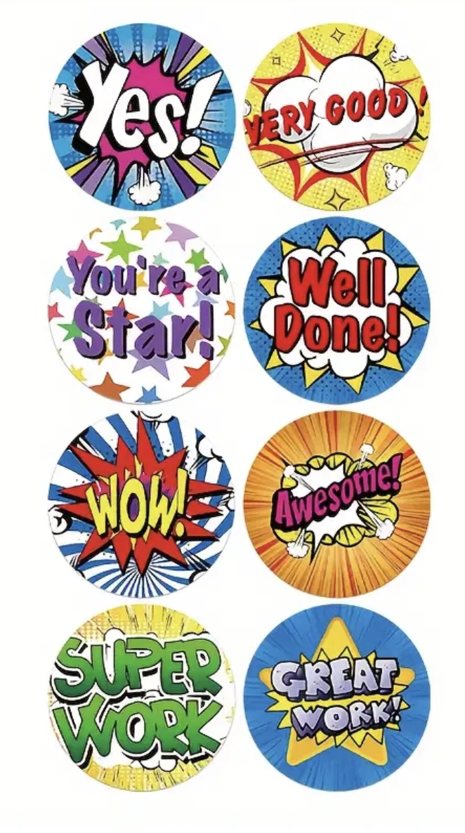 Positive Reward Merit Stickers 2.5cm 50/100pc Teacher Classroom Award Kids Party