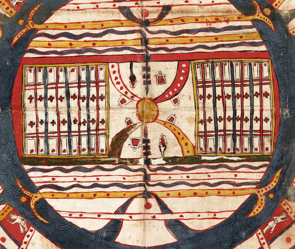 1850 年耆那教宇宙学图、凡人世界、天体世界地图海报 — 第 3/3 张图片