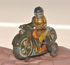 Vintage Wind Up MT Trademark PD Police Litho Motorcycle Tin Toy , Japan