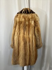 Real Fur Red Fox Long Vintage Luxury Brown Collar Oversized Coat Jacket Fr306