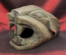 VINTAGE FOLK ART Hand Carved Lioness Head