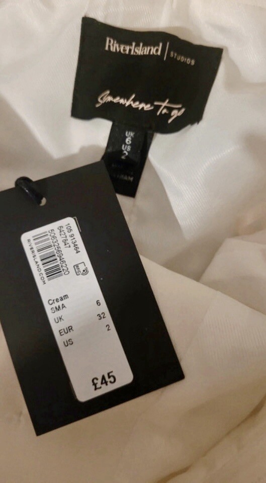 River Island Womens Cream  Sleeveless Bandeau Top Size UK 6 RRP 45£ image 5