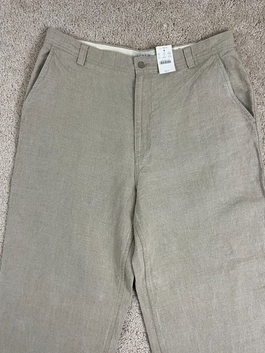 Pantalones Chinos J Crew Para Hombre 36x32 Lino Regular Botón Recto Bolsillos con Cremallera Beige - Imagen 5 de 15