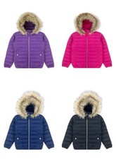 New Youth girl's WINTER COAT w/ FUR TRIM HOOD Zipper jacket 5 SIZES, 4 COLORS 