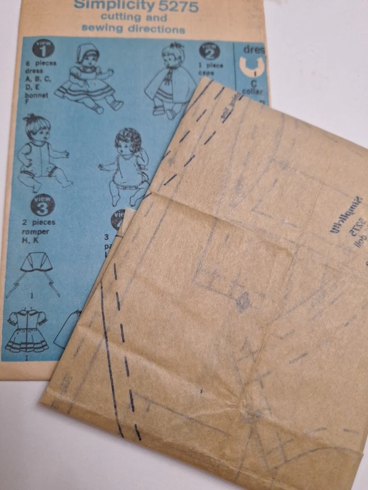 14" Doll Clothing Wardrobe Simplicity 5275 Sewing Pattern Cut VTG Vinyl Body - Image 4 of 4