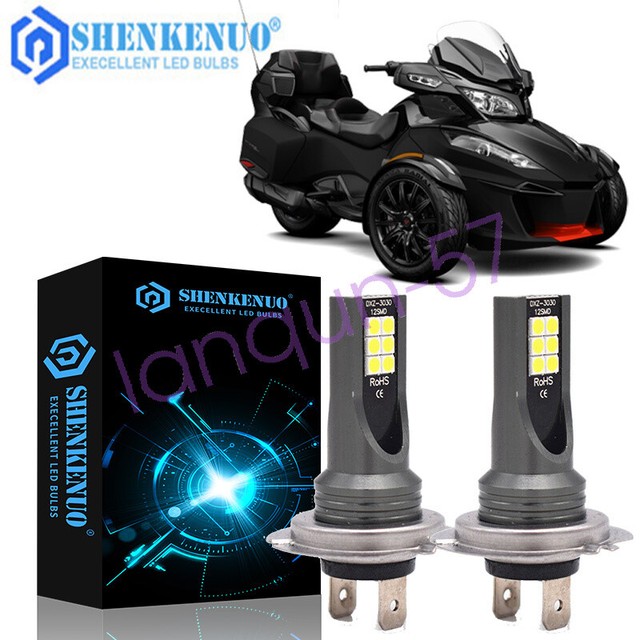 H7 LED Headlight Bulbs 6000K For CanAm Spyder RSS SE5 2012 2013 2014