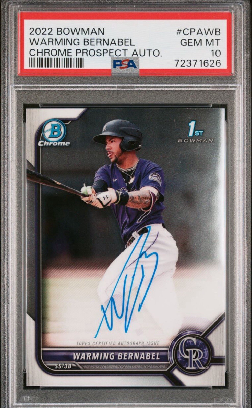 2022 Bowman Chrome Prospect Autographs #CPA - WB Warming Bernabel (AU RC) PSA 10
