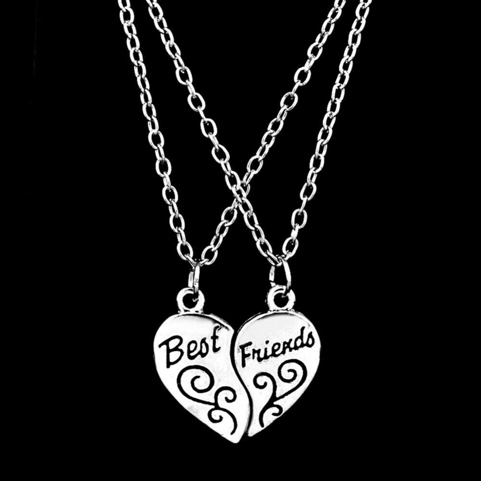 2x Collana BEST FRIENDS Cuore Spezzato Ciondolo Amore Fidanzati Regalo Amicizia - Immagine 2 di 4