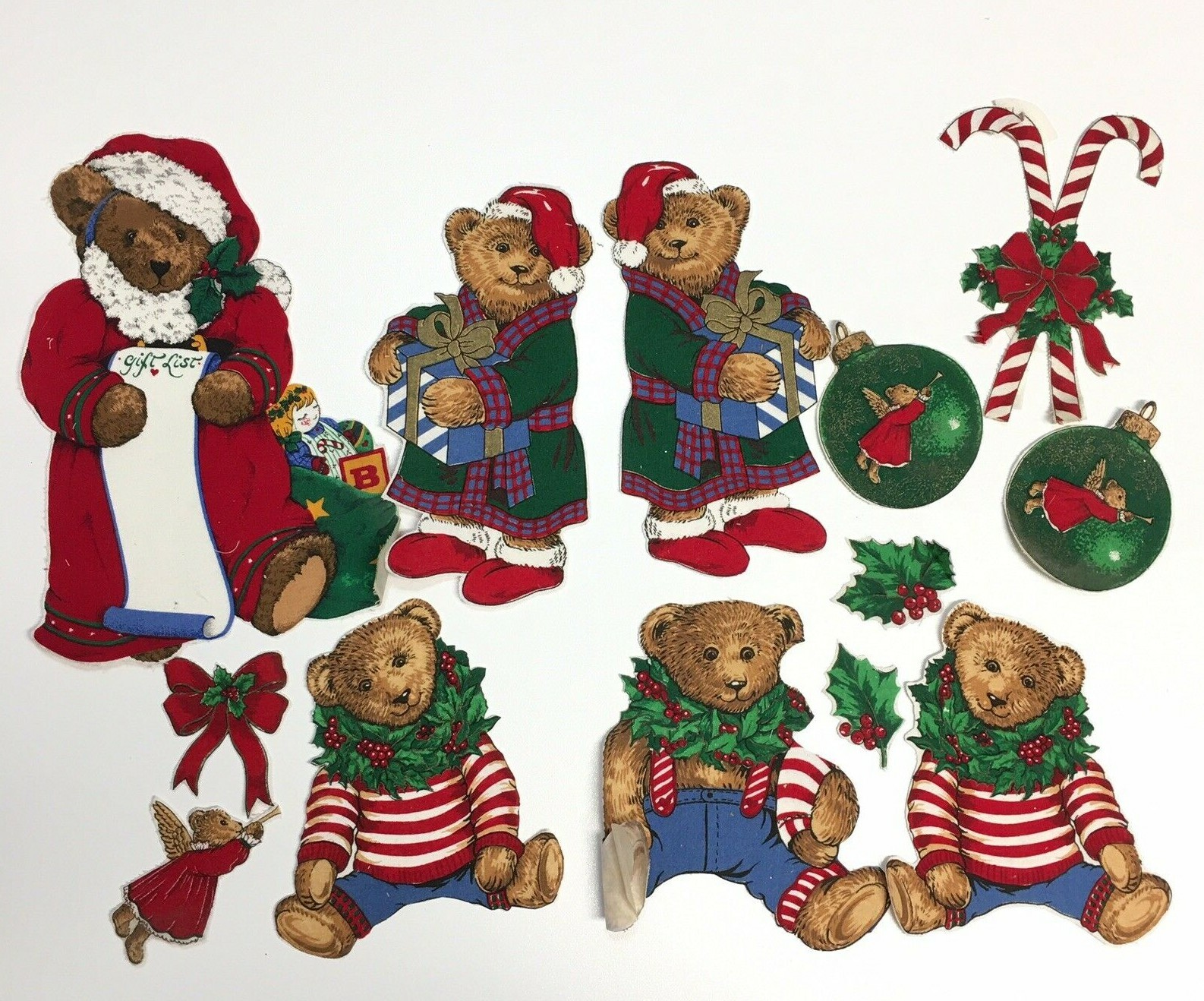 Christmas Fabric Applique No Sew Iron On Country Patchwork Teddy Bears