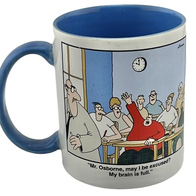 Vintage Gary Larson Far Side Mug ''Mr. Osborne May I Be Excused My Brain is Full''