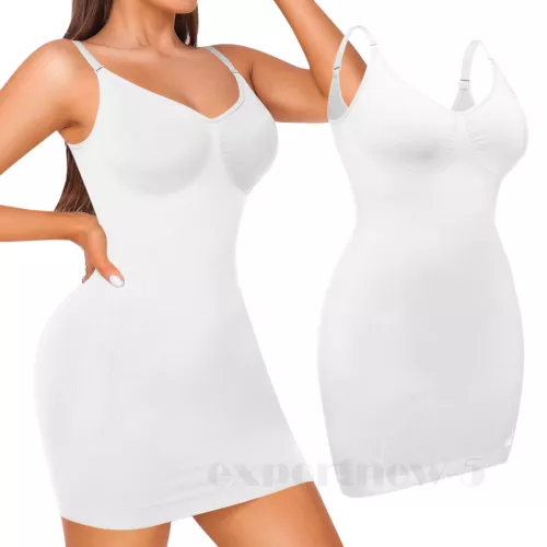 Firm Full body Shaper V-Neck Tank Slip Dress Slimming Underwear Tummy Control - Picture 22 of 35