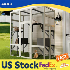 Outdoor Cat Enclosure Wooden Catio 5 Platforms Waterproof Window Access Large