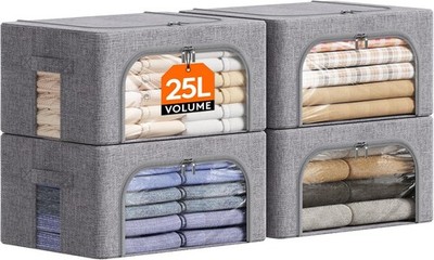 Lifewit 25L Aufbewahrungsbox mit Deckel, Kleidung Aufbewahrung, Faltbare