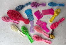Lot of 17 Vintage Barbie Plastic Hair Brushes Combs Assorted Colors Sizes