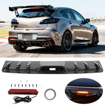 Carbon Fiber Style Rear Diffuser Bumper Spoiler Lip For Mazda Speed 3 Hatchback