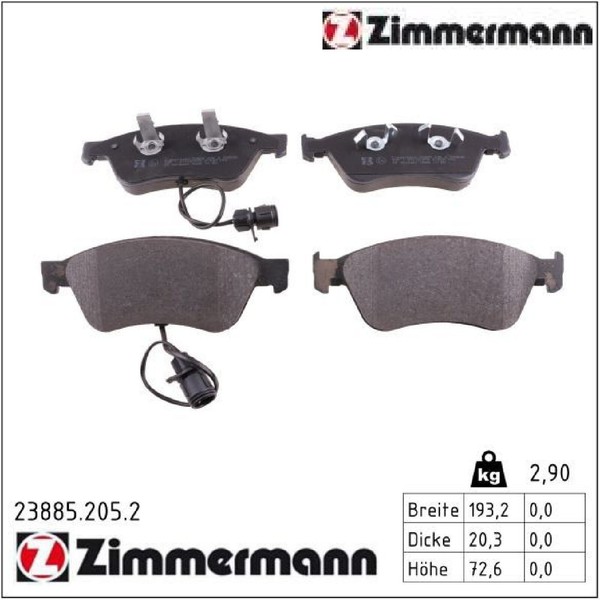 Zimmermann 23885.205.2 Bremsbelagsatz FüR Scheibenbremse Bremsbelagsatz-image
