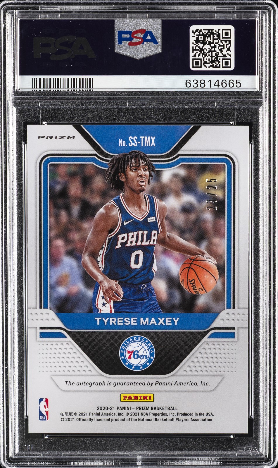 2020 PANINI PRIZM SENSATIONAL SIGNATURES TYRESE MAXEY ROOKIE /25 PSA 10 AUTO 10 view 2
