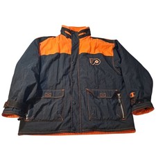 Vintage Champion NHL Philadelphia Flyers Hockey Jacket Black Orange 2XL