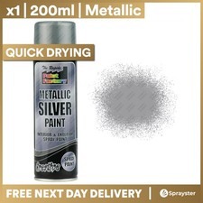1 x Metallic Silver Spray Paint Interior & Exterior Spray Aerosol Can 200ml