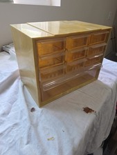 Vintage 10 Drawer Akro-Mills Parts Storage Cabinet Bin Tan Swirl Marbled