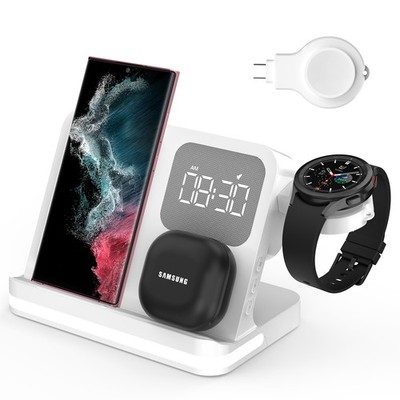 4 in 1 Wireless Charging Station Digital Alarm Clock For Phone Watch Earbuds