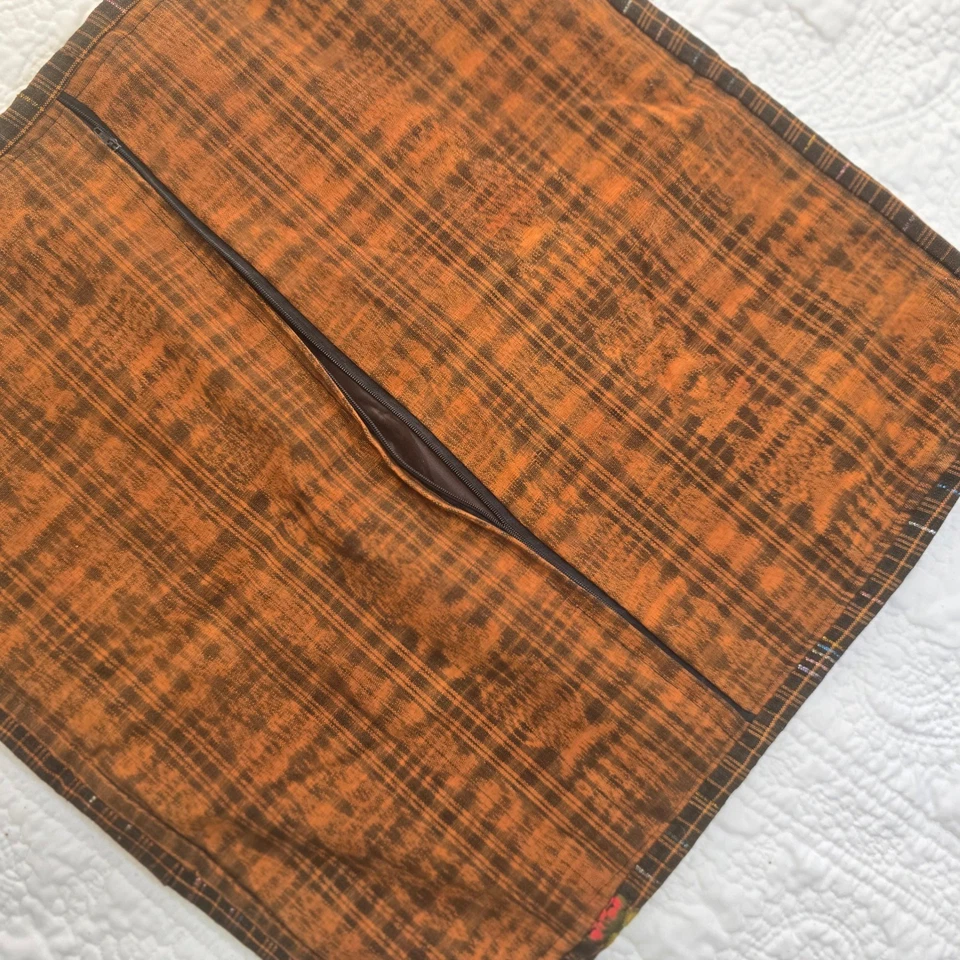 Funda de Almohada Floral Bordada Vintage Hecha a Mano A Cuadros Pájaros Floral Boho Foto 2 de 4