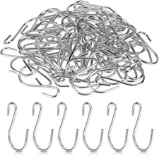 Mozeat Lens 60 PCS S Hooks for Hanging 1 Inch Metal Mini Silver 