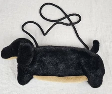 Mango Teddy Bear Co Dauchund Plush Bag Purse w/ Strap Weiner Dog 16"x5" Black